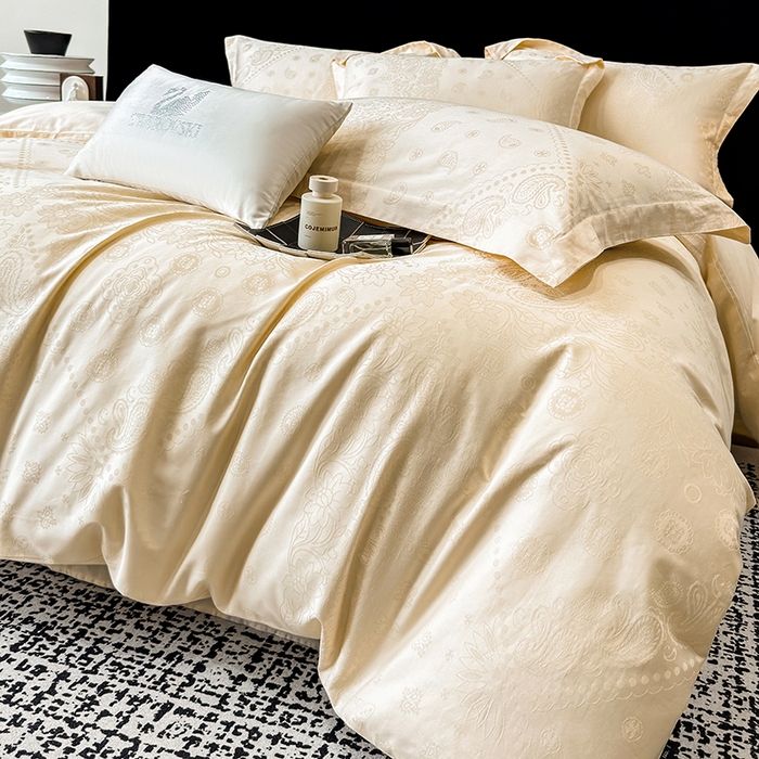 91家纺网 家纺一手货源 找家纺 （总）家居1号家纺 2026春夏新款50双股长绒棉全棉纯棉提花四件套-费罗德【控价券后价格不得低于：标准269元，加大289元！会员优惠10元！】