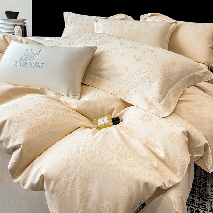 91家纺网 家纺一手货源 找家纺 家居1号家纺 2026春夏新款50双股长绒棉全棉纯棉提花四件套-费罗德【控价券后价格不得低于：标准269元，加大289元！会员优惠10元！】 费罗德-奶昔白