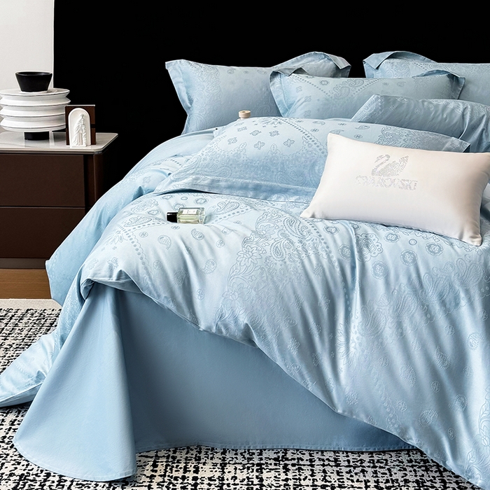 91家纺网 家纺一手货源 找家纺 家居1号家纺 2026春夏新款50双股长绒棉全棉纯棉提花四件套-费罗德【控价券后价格不得低于：标准269元，加大289元！会员优惠10元！】 费罗德-温馨兰