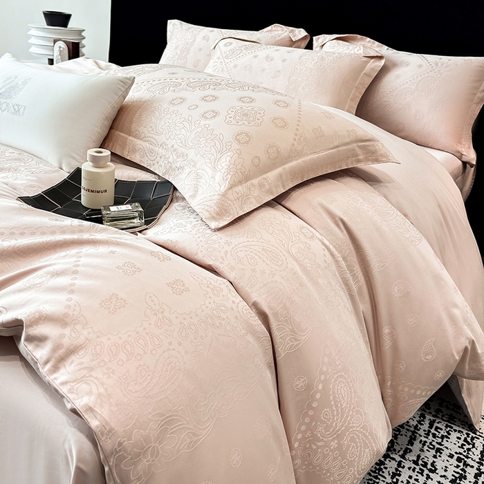 91家纺网 家纺一手货源 找家纺 家居1号家纺 2026春夏新款50双股长绒棉全棉纯棉提花四件套-费罗德【控价券后价格不得低于：标准269元，加大289元！会员优惠10元！】 费罗德-香槟金