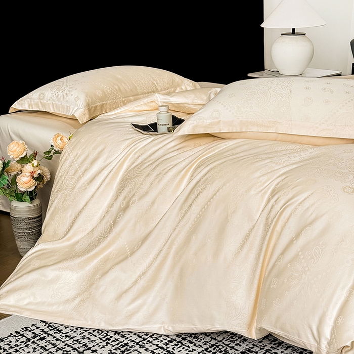 91家纺网 家纺一手货源 找家纺 家居1号家纺 2026春夏新款50双股长绒棉全棉纯棉提花四件套-费罗德【控价券后价格不得低于：标准269元，加大289元！会员优惠10元！】 费罗德-奶昔白