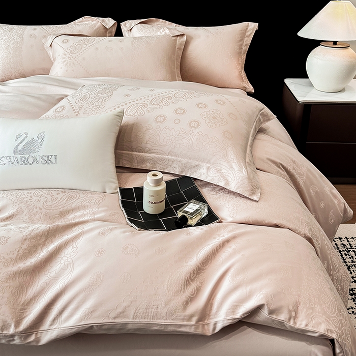 91家纺网 家纺一手货源 找家纺 家居1号家纺 2026春夏新款50双股长绒棉全棉纯棉提花四件套-费罗德【控价券后价格不得低于：标准269元，加大289元！会员优惠10元！】 费罗德-香槟金