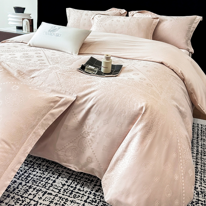 91家纺网 家纺一手货源 找家纺 家居1号家纺 2026春夏新款50双股长绒棉全棉纯棉提花四件套-费罗德【控价券后价格不得低于：标准269元，加大289元！会员优惠10元！】 费罗德-香槟金