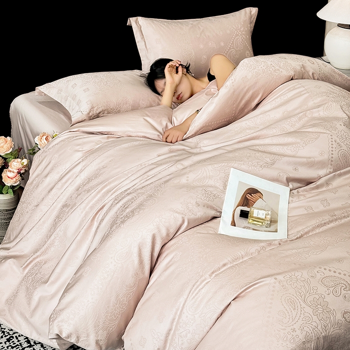 91家纺网 家纺一手货源 找家纺 家居1号家纺 2026春夏新款50双股长绒棉全棉纯棉提花四件套-费罗德【控价券后价格不得低于：标准269元，加大289元！会员优惠10元！】 费罗德-香槟金