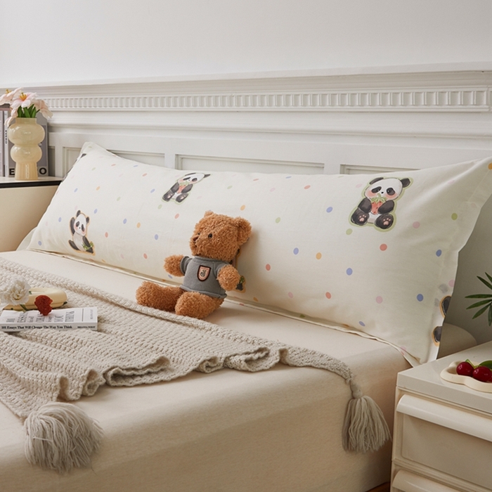 91家纺网 家纺一手货源 找家纺 （总）翎盈家纺 2026新款小清新卡通全棉纯棉双人枕套长枕头套