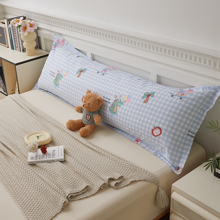 91家纺网 家纺一手货源 找家纺 （总）翎盈家纺 2026新款小清新卡通全棉纯棉双人枕套长枕头套