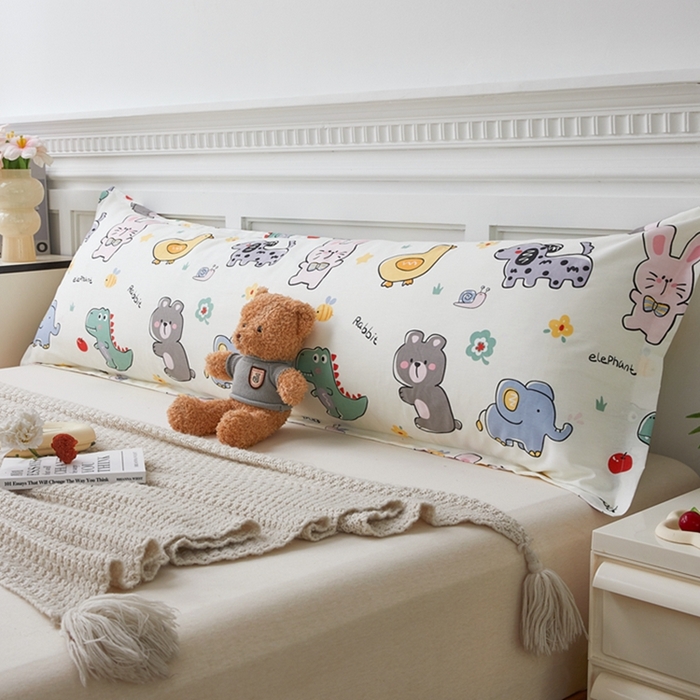 91家纺网 家纺一手货源 找家纺 （总）翎盈家纺 2026新款小清新卡通全棉纯棉双人枕套长枕头套