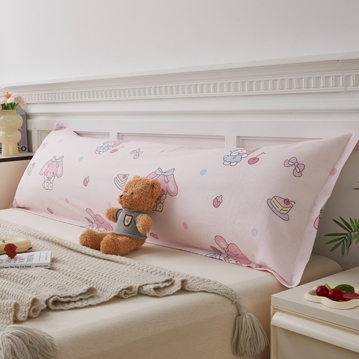 91家纺网 家纺一手货源 找家纺 （总）翎盈家纺 2026新款小清新卡通全棉纯棉双人枕套长枕头套