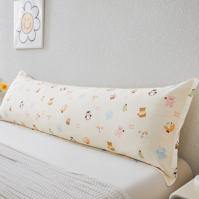 91家纺网 家纺一手货源 找家纺 （总）翎盈家纺 2026新款小清新卡通全棉纯棉双人枕套长枕头套