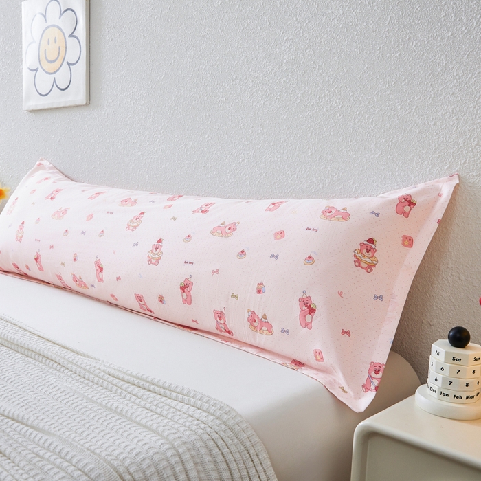 91家纺网 家纺一手货源 找家纺 （总）翎盈家纺 2026新款小清新卡通全棉纯棉双人枕套长枕头套