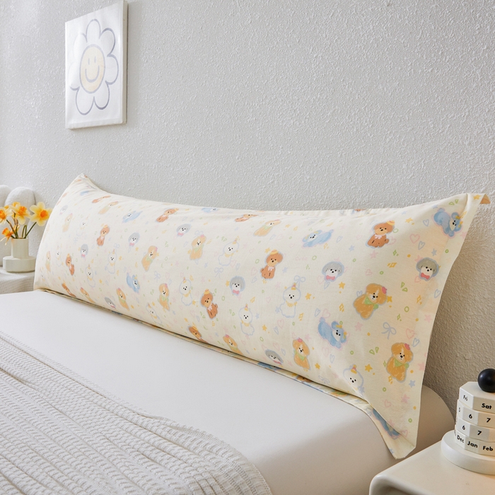 91家纺网 家纺一手货源 找家纺 （总）翎盈家纺 2026新款小清新卡通全棉纯棉双人枕套长枕头套