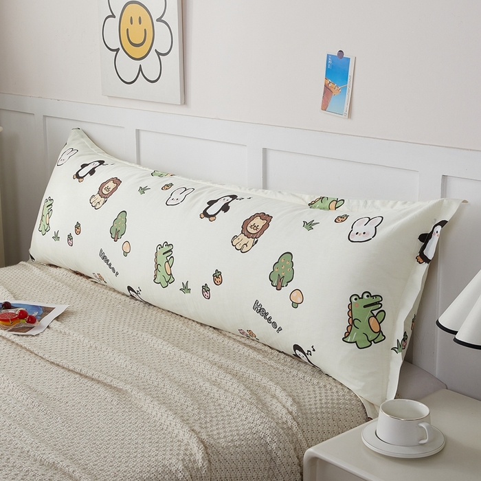 91家纺网 家纺一手货源 找家纺 （总）翎盈家纺 2026新款小清新卡通全棉纯棉双人枕套长枕头套