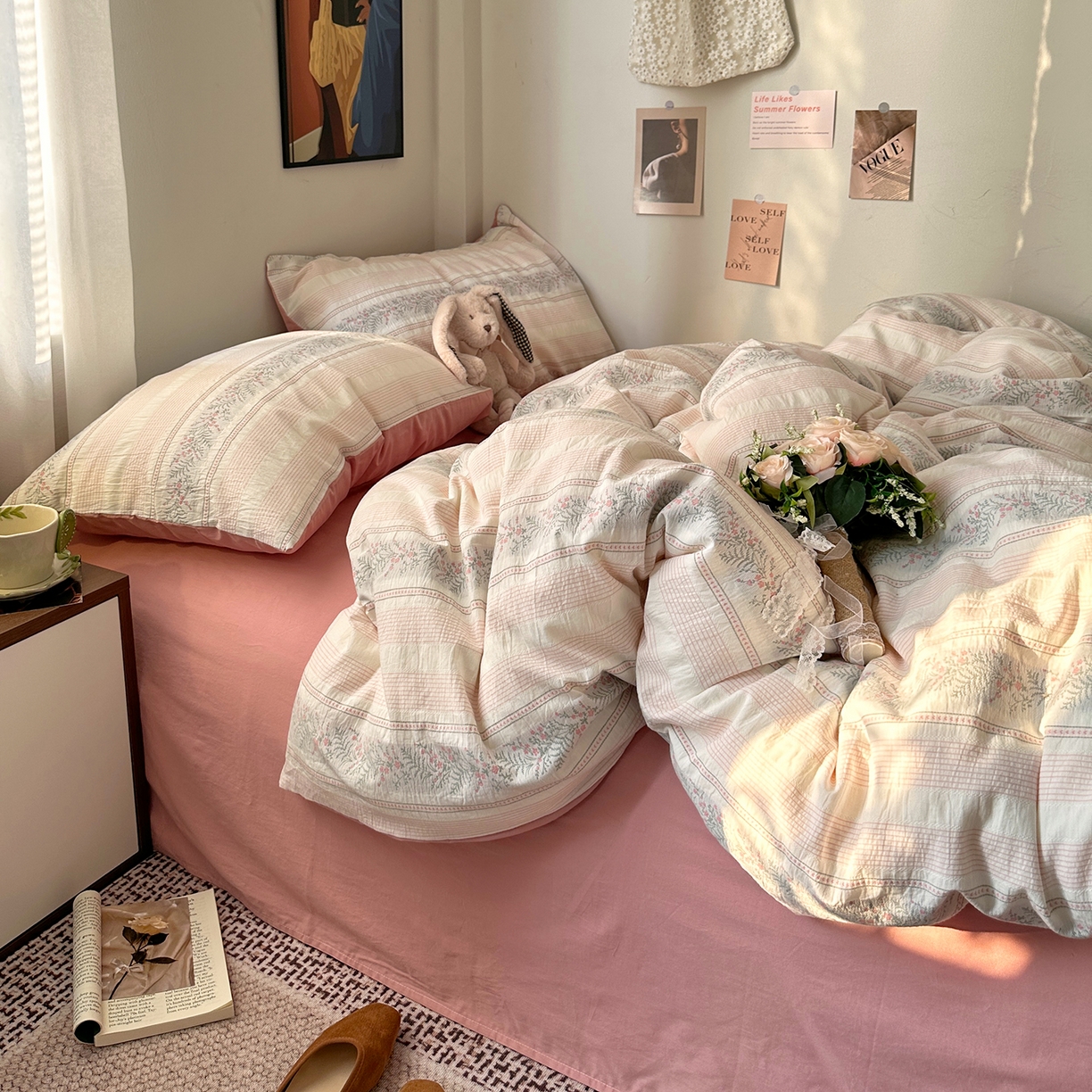 91家纺网 家纺一手货源 找家纺 （总）艾咪-Amy ntmy 2026新款全棉纯棉色织提花四件套-花蔓