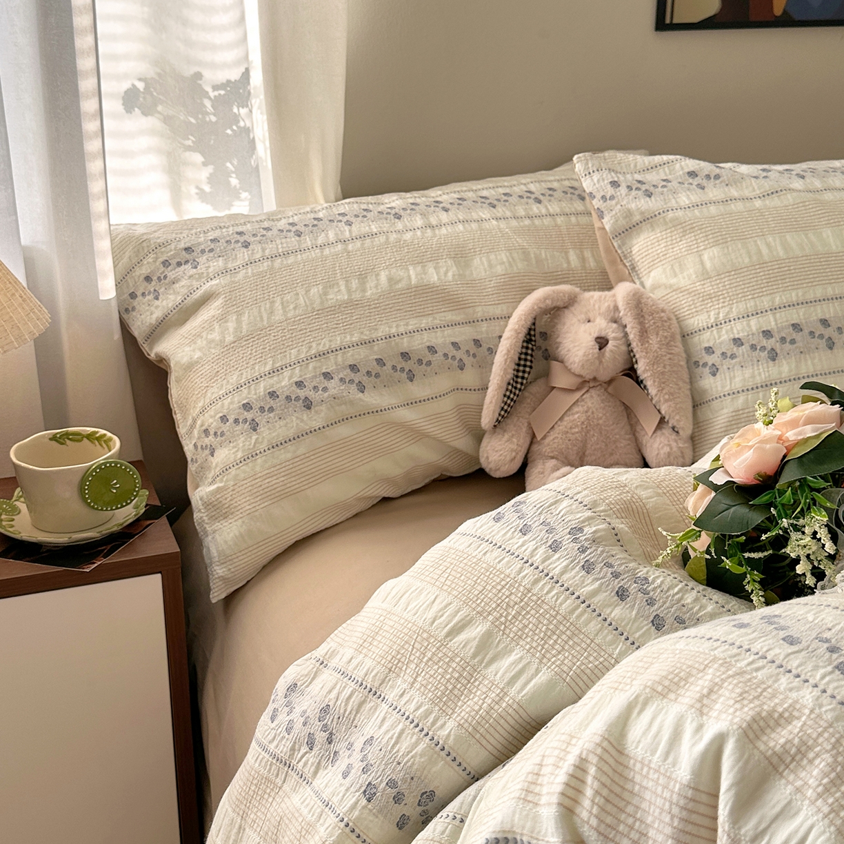 91家纺网 家纺一手货源 找家纺 艾咪-Amy ntmy 2026新款全棉纯棉色织提花四件套-花蔓 花蔓蓝薇