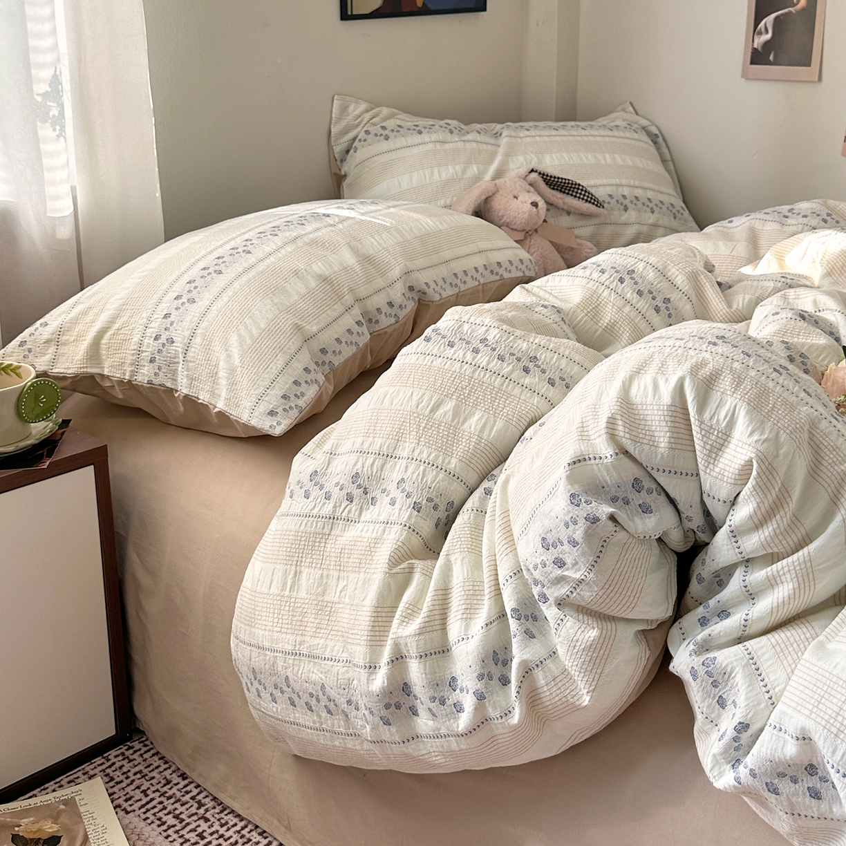 91家纺网 家纺一手货源 找家纺 艾咪-Amy ntmy 2026新款全棉纯棉色织提花四件套-花蔓 花蔓蓝薇