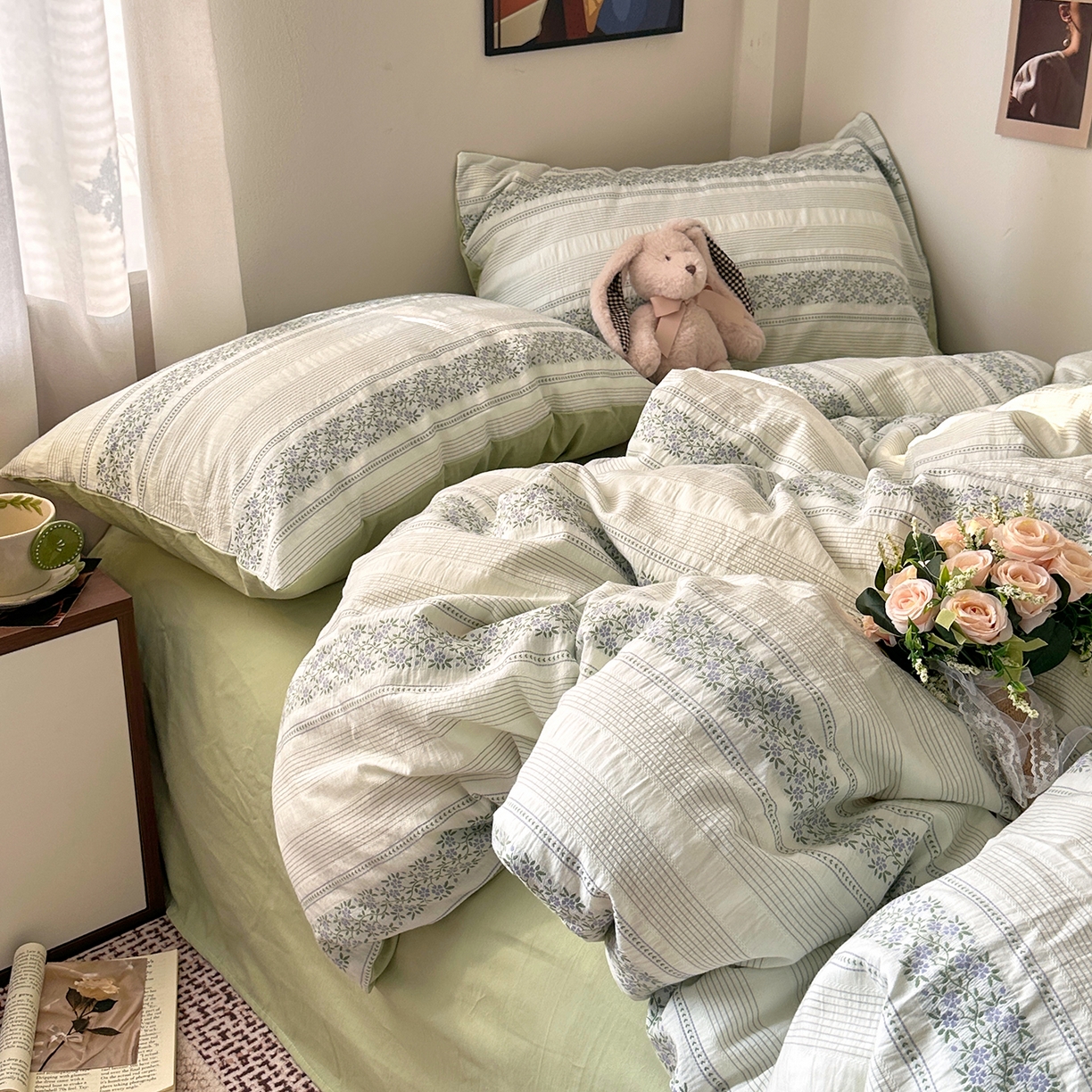 91家纺网 家纺一手货源 找家纺 艾咪-Amy ntmy 2026新款全棉纯棉色织提花四件套-花蔓 紫堇绿藤