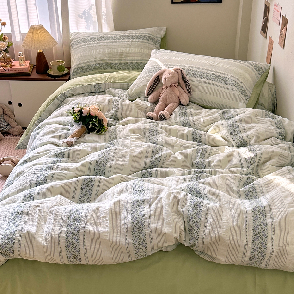 91家纺网 家纺一手货源 找家纺 艾咪-Amy ntmy 2026新款全棉纯棉色织提花四件套-花蔓 紫堇绿藤