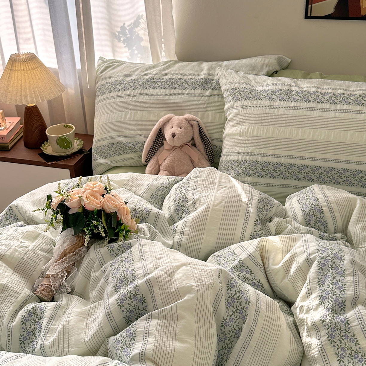 91家纺网 家纺一手货源 找家纺 艾咪-Amy ntmy 2026新款全棉纯棉色织提花四件套-花蔓 紫堇绿藤