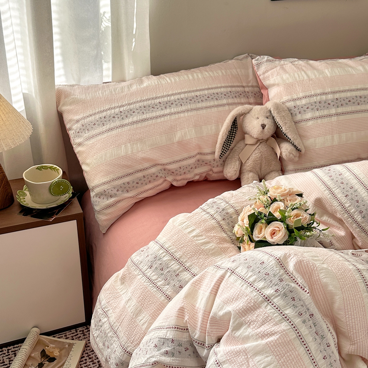 91家纺网 家纺一手货源 找家纺 艾咪-Amy ntmy 2026新款全棉纯棉色织提花四件套-花蔓 花蔓红莓