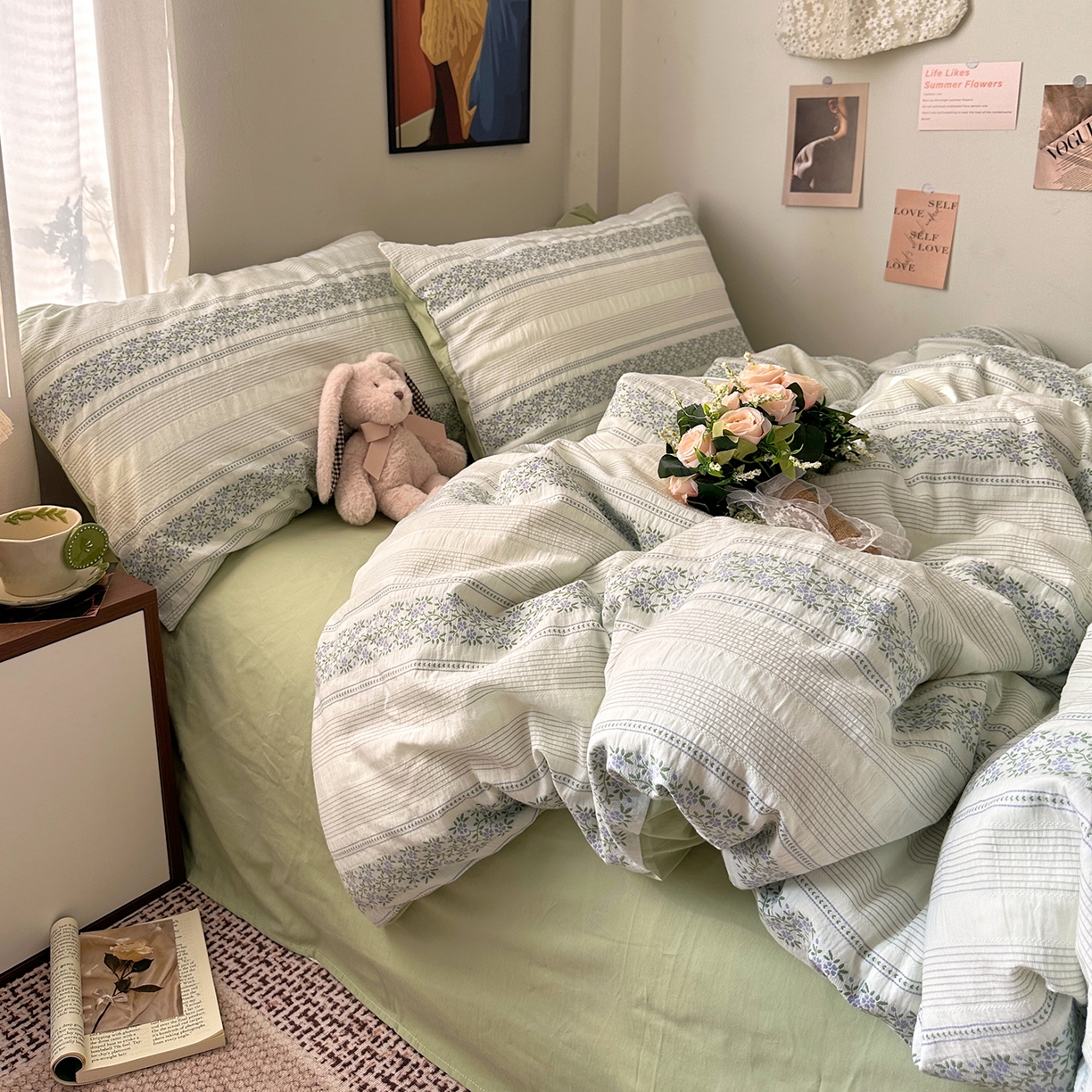 91家纺网 家纺一手货源 找家纺 艾咪-Amy ntmy 2026新款全棉纯棉色织提花四件套-花蔓 紫堇绿藤