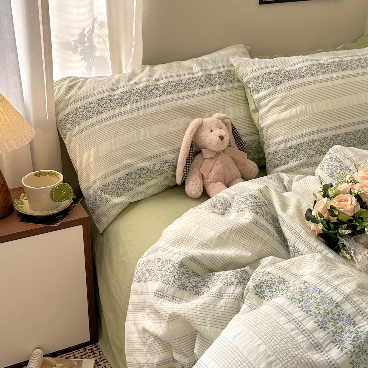 91家纺网 家纺一手货源 找家纺 艾咪-Amy ntmy 2026新款全棉纯棉色织提花四件套-花蔓 紫堇绿藤