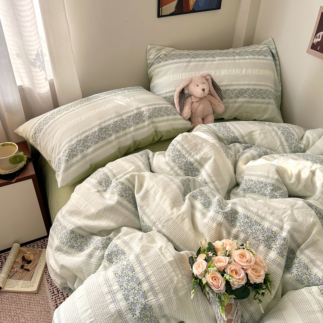 91家纺网 家纺一手货源 找家纺 艾咪-Amy ntmy 2026新款全棉纯棉色织提花四件套-花蔓 紫堇绿藤