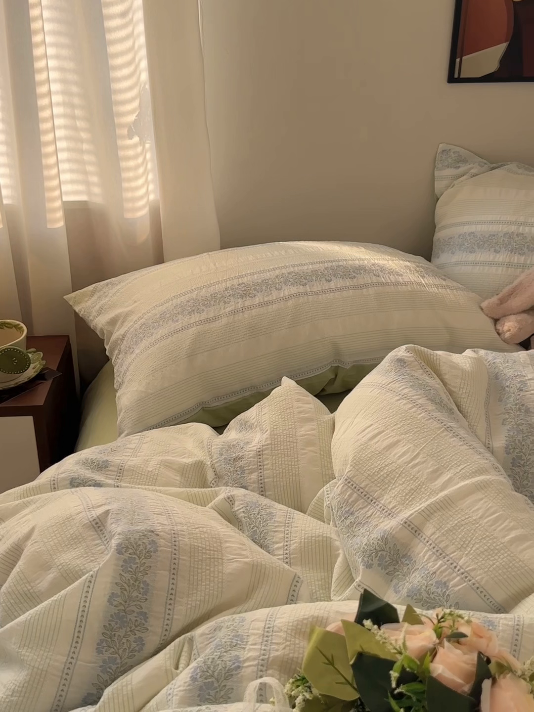 91家纺网 家纺一手货源 找家纺 艾咪-Amy ntmy 2026新款全棉纯棉色织提花四件套-花蔓 蓝楹绿藤