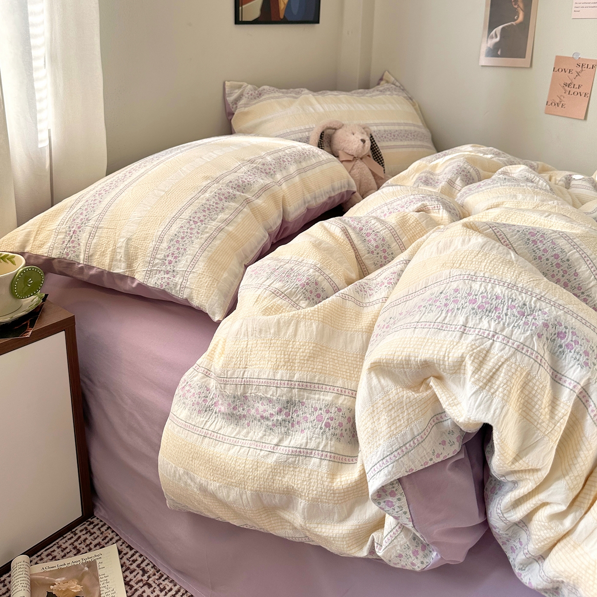 91家纺网 家纺一手货源 找家纺 艾咪-Amy ntmy 2026新款全棉纯棉色织提花四件套-花蔓 花蔓紫薇