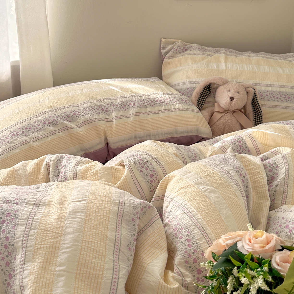 91家纺网 家纺一手货源 找家纺 艾咪-Amy ntmy 2026新款全棉纯棉色织提花四件套-花蔓 花蔓紫薇