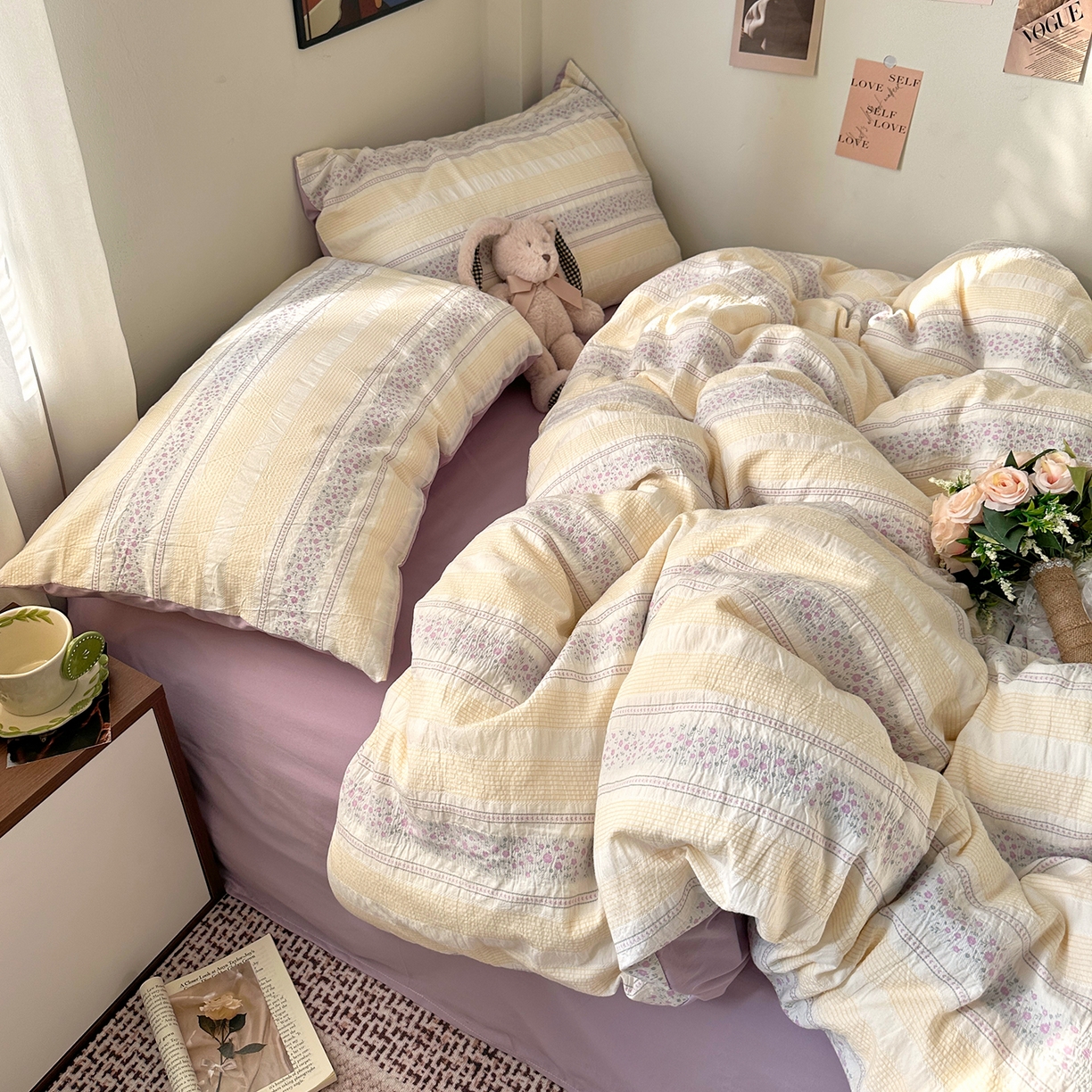 91家纺网 家纺一手货源 找家纺 艾咪-Amy ntmy 2026新款全棉纯棉色织提花四件套-花蔓 花蔓紫薇