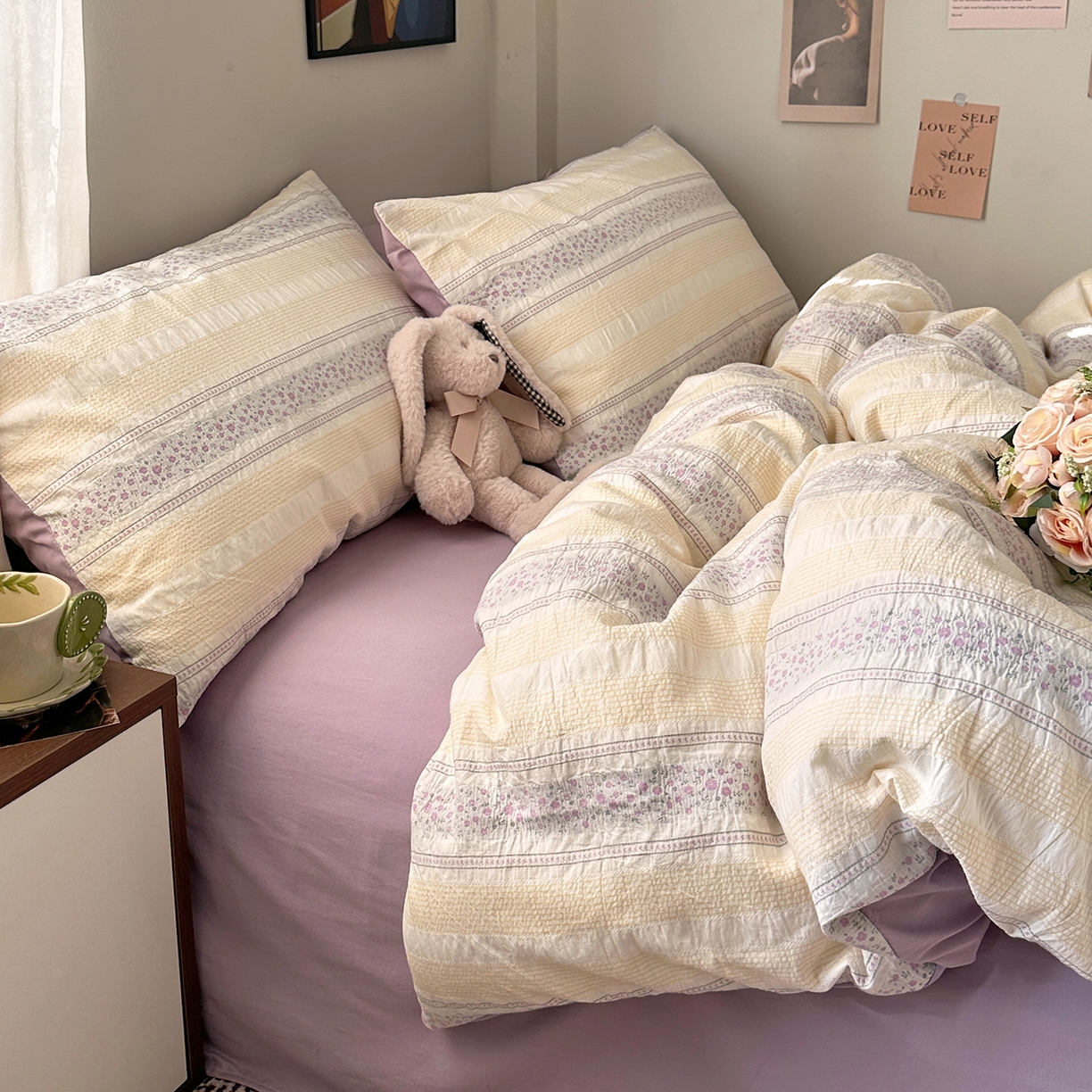 91家纺网 家纺一手货源 找家纺 艾咪-Amy ntmy 2026新款全棉纯棉色织提花四件套-花蔓 花蔓紫薇