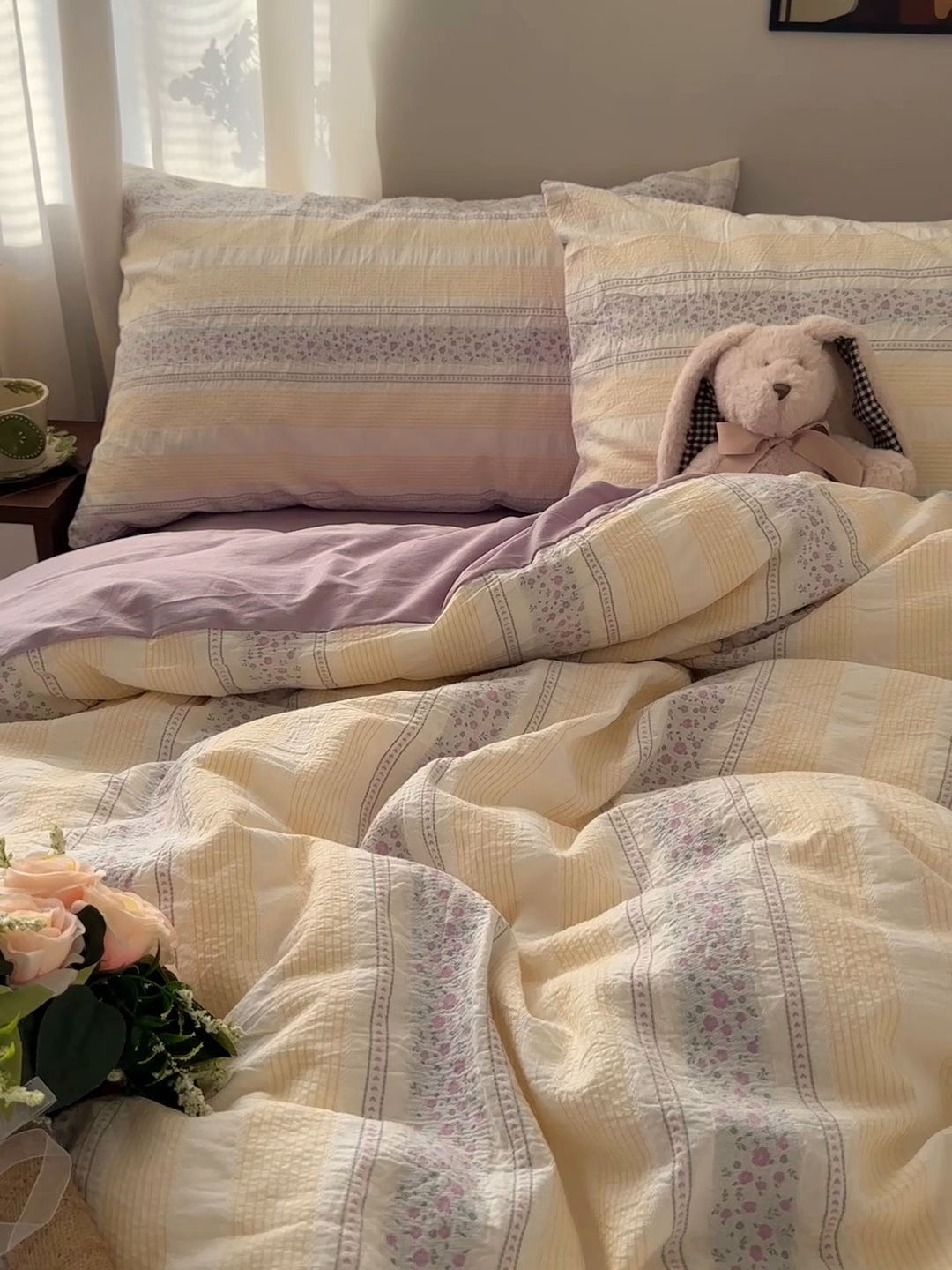 91家纺网 家纺一手货源 找家纺 艾咪-Amy ntmy 2026新款全棉纯棉色织提花四件套-花蔓 花蔓紫薇