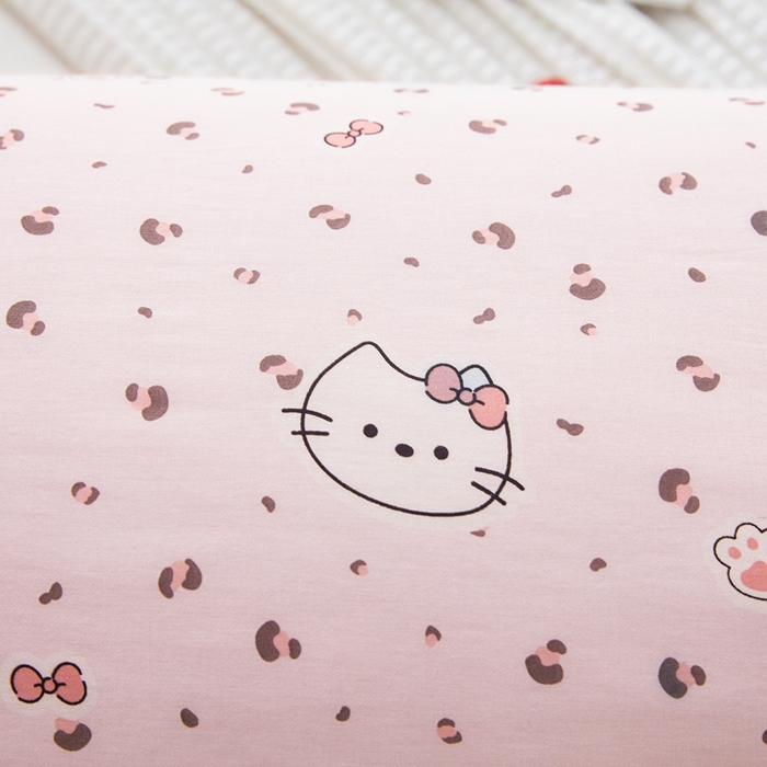 91家纺网 家纺一手货源 找家纺 翎盈家纺 2026新款小清新卡通全棉纯棉双人枕套长枕头套 凯蒂小姐-粉