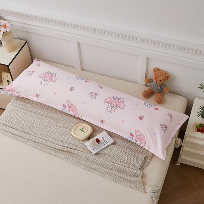 91家纺网 家纺一手货源 找家纺 翎盈家纺 2026新款小清新卡通全棉纯棉双人枕套长枕头套 可乐贝儿