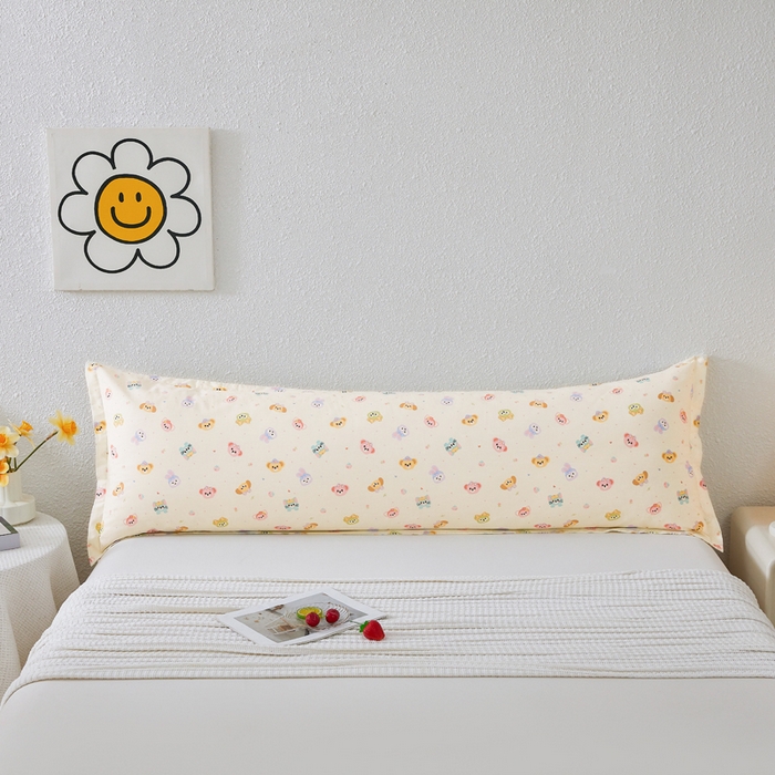 91家纺网 家纺一手货源 找家纺 翎盈家纺 2026新款小清新卡通全棉纯棉双人枕套长枕头套 玛卡世界-米