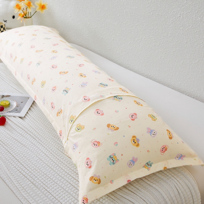 91家纺网 家纺一手货源 找家纺 翎盈家纺 2026新款小清新卡通全棉纯棉双人枕套长枕头套 玛卡世界-米