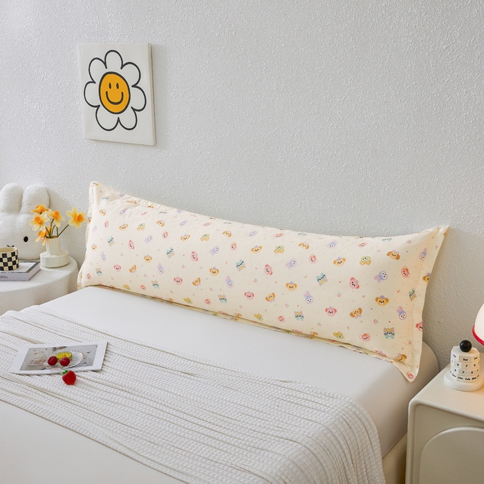 91家纺网 家纺一手货源 找家纺 翎盈家纺 2026新款小清新卡通全棉纯棉双人枕套长枕头套 玛卡世界-米