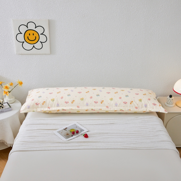 91家纺网 家纺一手货源 找家纺 翎盈家纺 2026新款小清新卡通全棉纯棉双人枕套长枕头套 玛卡世界-米