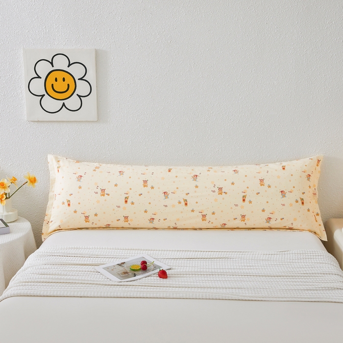 91家纺网 家纺一手货源 找家纺 翎盈家纺 2026新款小清新卡通全棉纯棉双人枕套长枕头套 梦幻星星