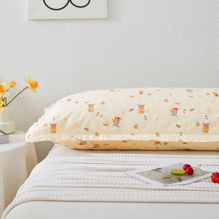 91家纺网 家纺一手货源 找家纺 翎盈家纺 2026新款小清新卡通全棉纯棉双人枕套长枕头套 梦幻星星