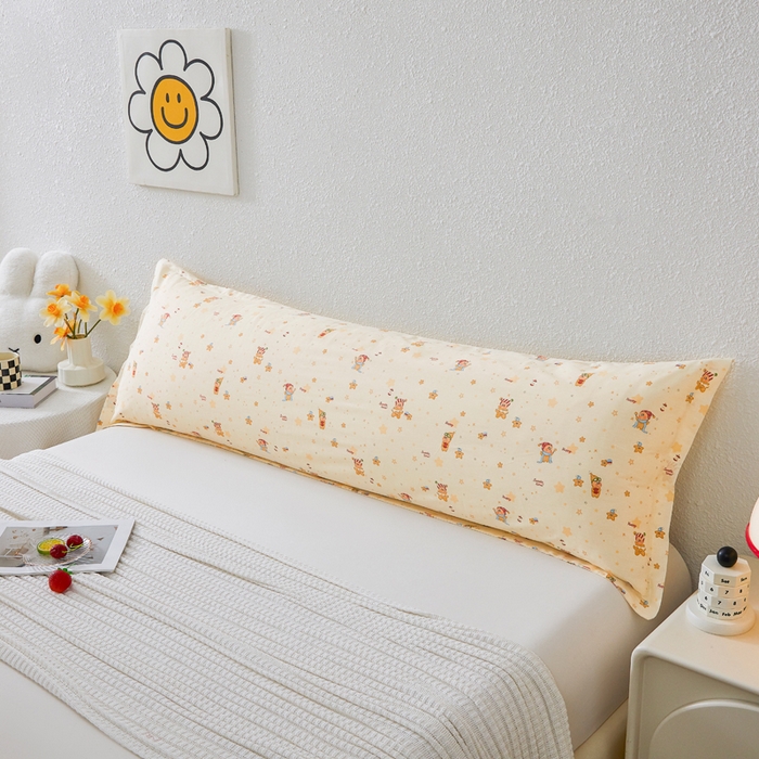 91家纺网 家纺一手货源 找家纺 翎盈家纺 2026新款小清新卡通全棉纯棉双人枕套长枕头套 梦幻星星