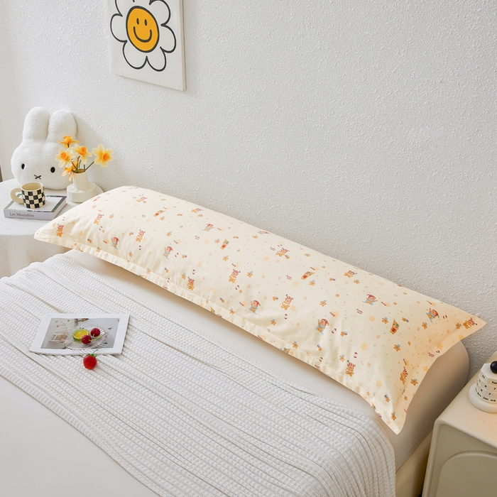 91家纺网 家纺一手货源 找家纺 翎盈家纺 2026新款小清新卡通全棉纯棉双人枕套长枕头套 梦幻星星