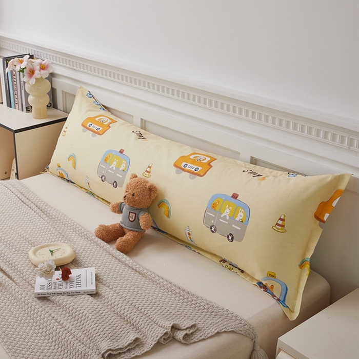 翎盈家纺 2026新款小清新卡通全棉纯棉双人枕套长枕头套 汽车乐园