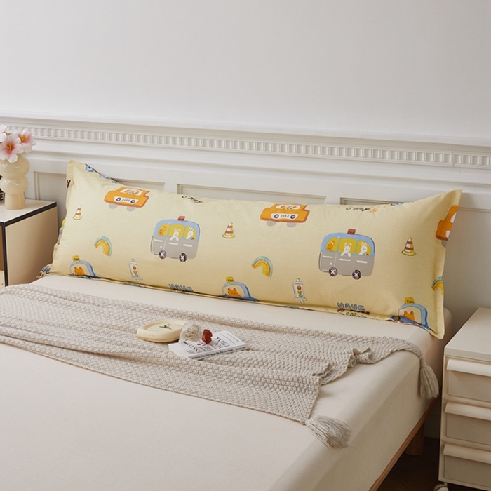 91家纺网 家纺一手货源 找家纺 翎盈家纺 2026新款小清新卡通全棉纯棉双人枕套长枕头套 汽车乐园