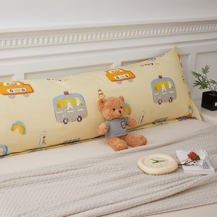 91家纺网 家纺一手货源 找家纺 翎盈家纺 2026新款小清新卡通全棉纯棉双人枕套长枕头套 汽车乐园