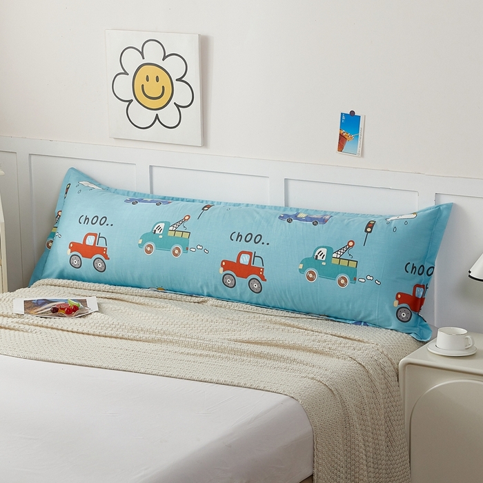 91家纺网 家纺一手货源 找家纺 翎盈家纺 2026新款小清新卡通全棉纯棉双人枕套长枕头套 汽车小镇