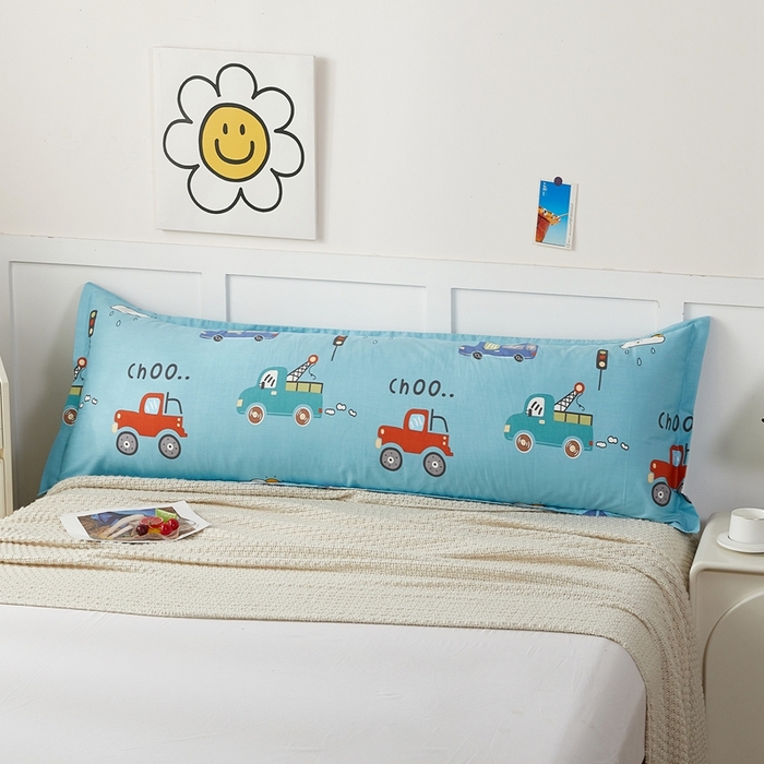 91家纺网 家纺一手货源 找家纺 翎盈家纺 2026新款小清新卡通全棉纯棉双人枕套长枕头套 汽车小镇