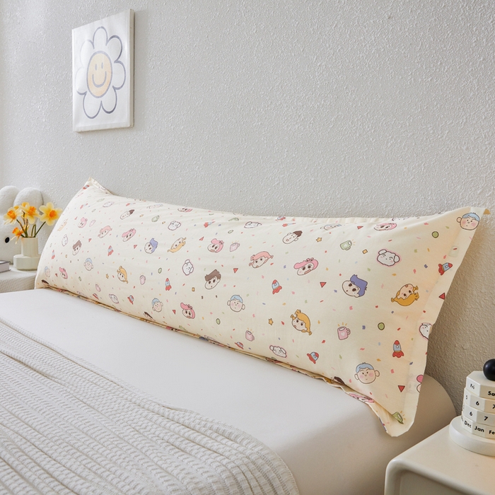 翎盈家纺 2026新款小清新卡通全棉纯棉双人枕套长枕头套 糖果幼儿园