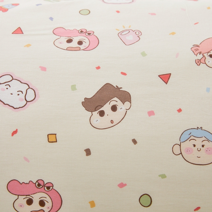 91家纺网 家纺一手货源 找家纺 翎盈家纺 2026新款小清新卡通全棉纯棉双人枕套长枕头套 糖果幼儿园