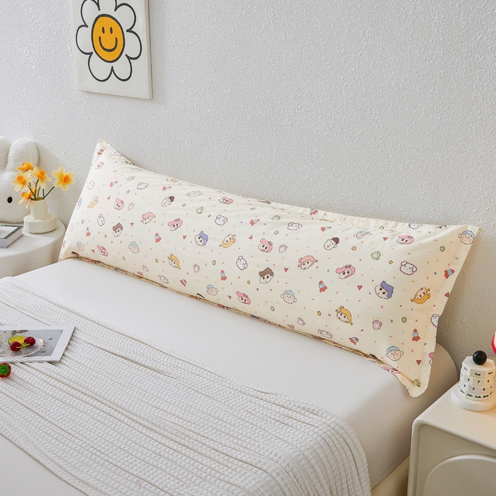 91家纺网 家纺一手货源 找家纺 翎盈家纺 2026新款小清新卡通全棉纯棉双人枕套长枕头套 糖果幼儿园